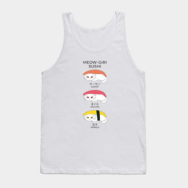 Meow-giri Nigiri Sushi Cats Tank Top by akwl.design